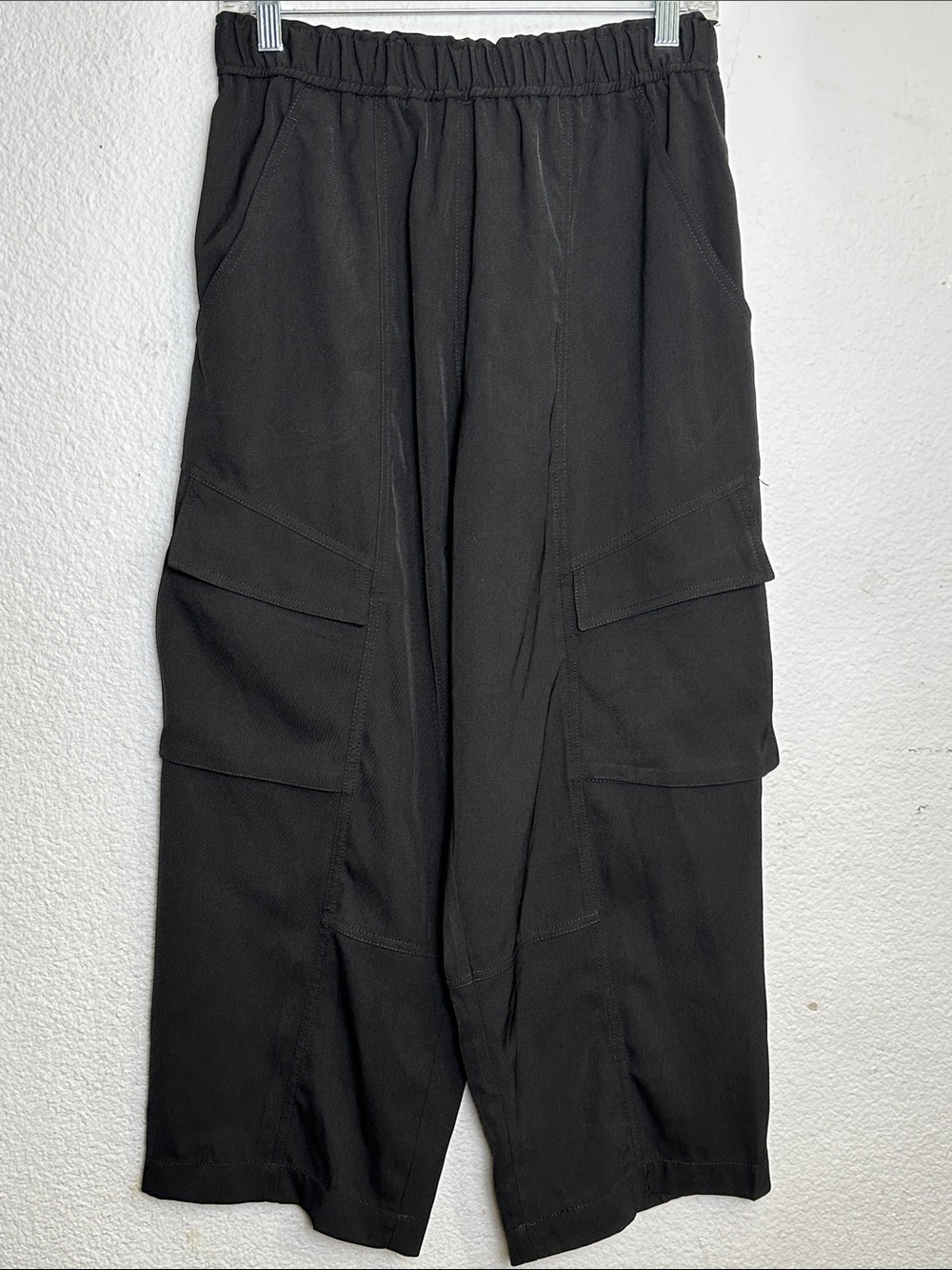 NEW Max Studio Cropped Wide Leg Pants Black Trousers Stretch Womens Medium